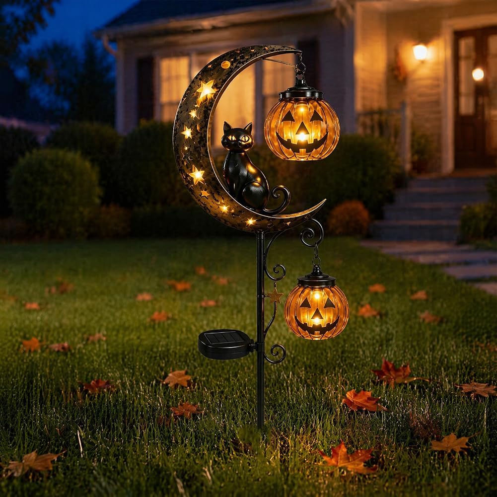Solar Halloween Black Cat & Pu - Outdoor Power Stake 评论和价格