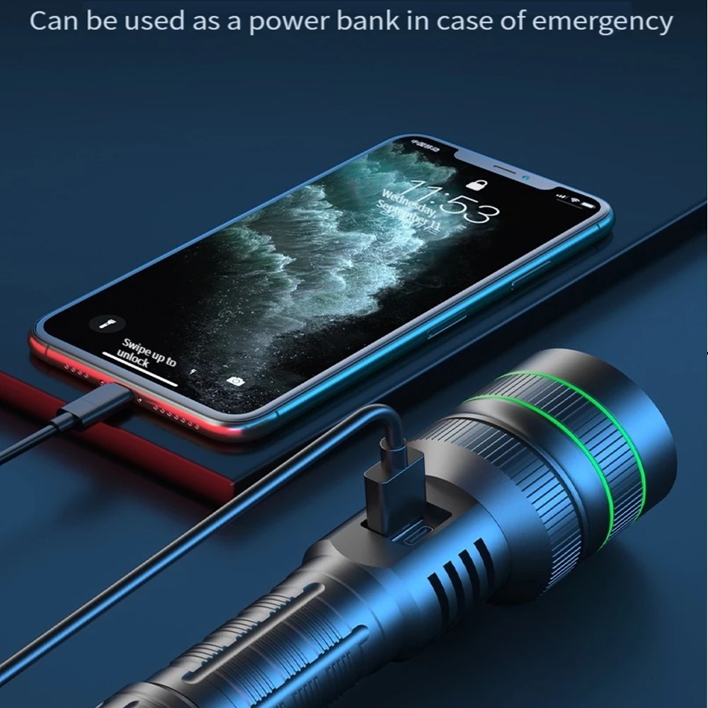 Powerful LED Flashlight Zoomab - Outdoor Powerbank 评论和价格